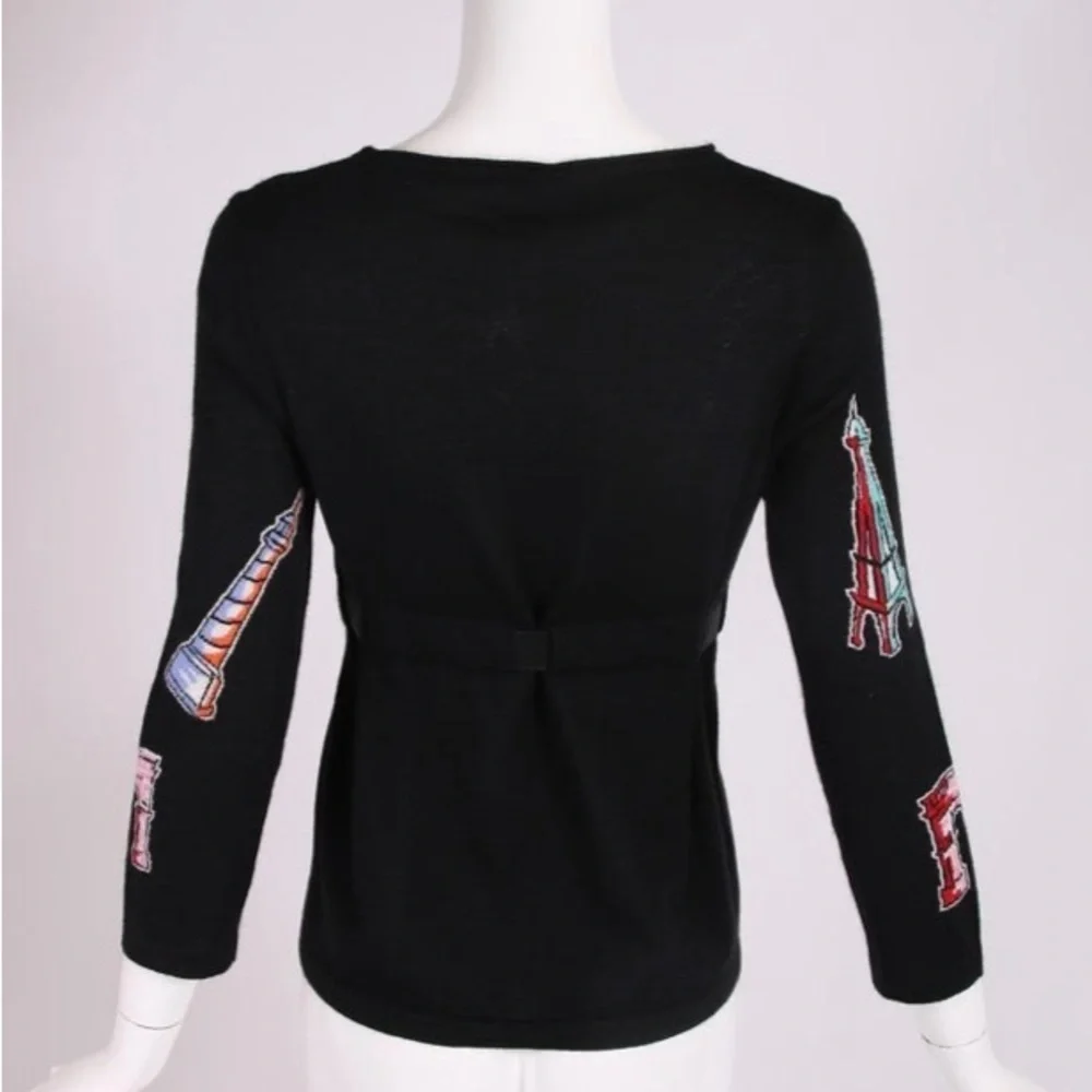Authentic Chanel Vintage 2006 Cruise Black Cashmere Silk Novelty Ribbon Sweater